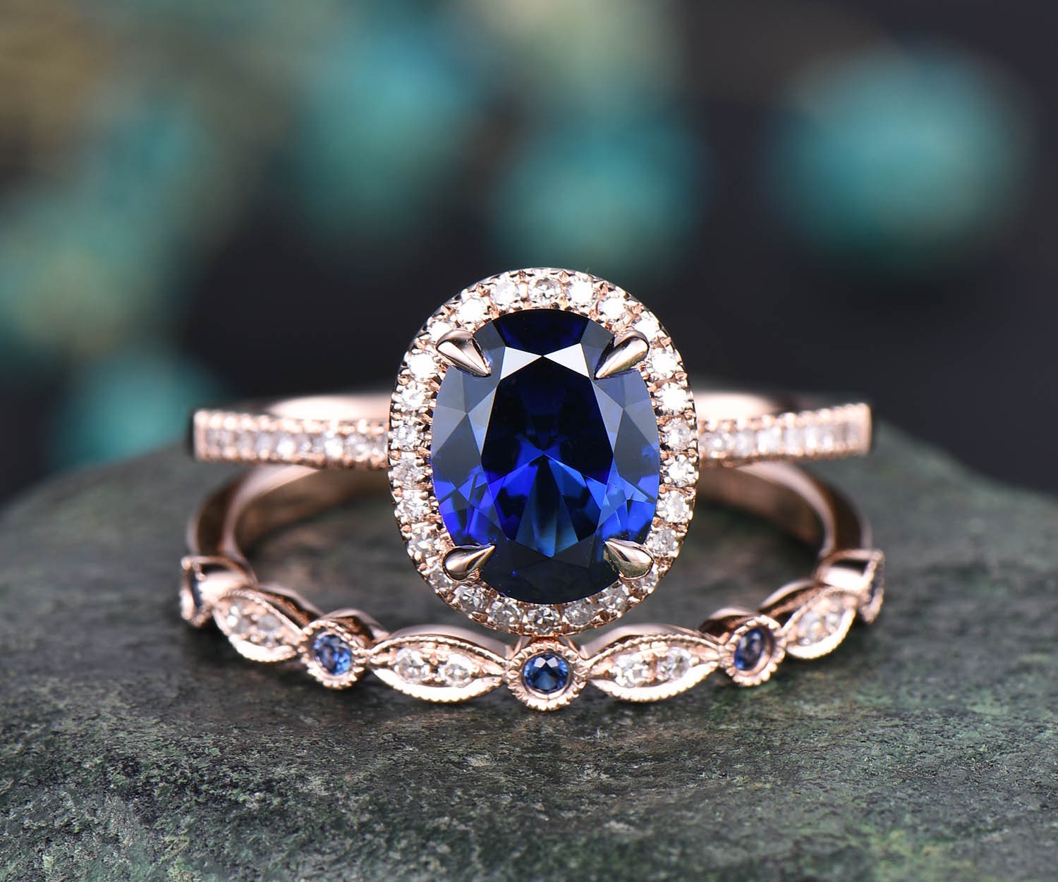 Thin Blue Line 3.585 cttw Princess Cut Engagement Ring Set Blue CZ Acc –  Honor Valor
