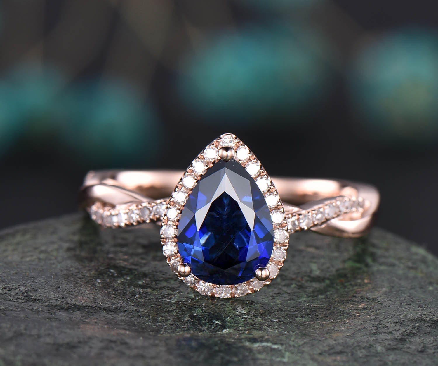 Ready to Ship - Small Oval Teal Sapphire Engagement Ring (size US 8.5) –  ARTEMER
