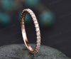 Vintage diamond ring 14k rose gold ring 1.5mm diamond ring full eternity diamond wedding band matching stacking ring anniversary ring gift