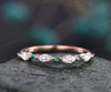 Marquise moissanite ring natural emerald ring for women 14k rose gold band emerald wedding band anniversary ring May birthstone jewelry