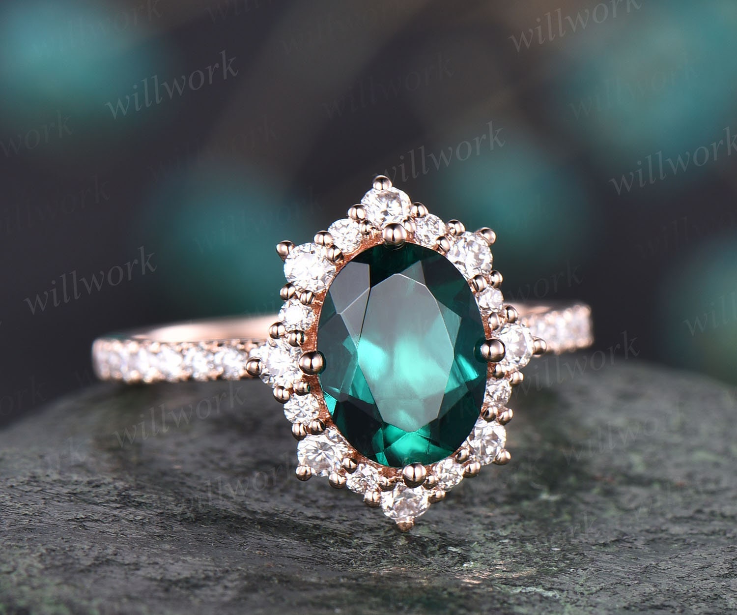 Vintage oval deals emerald ring