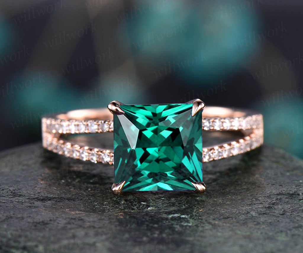 Emerald princess cut deals diamond ring