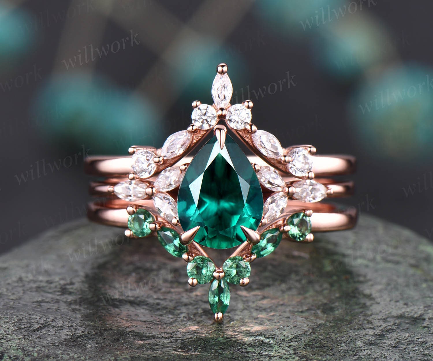 Marquise emerald clearance engagement rings