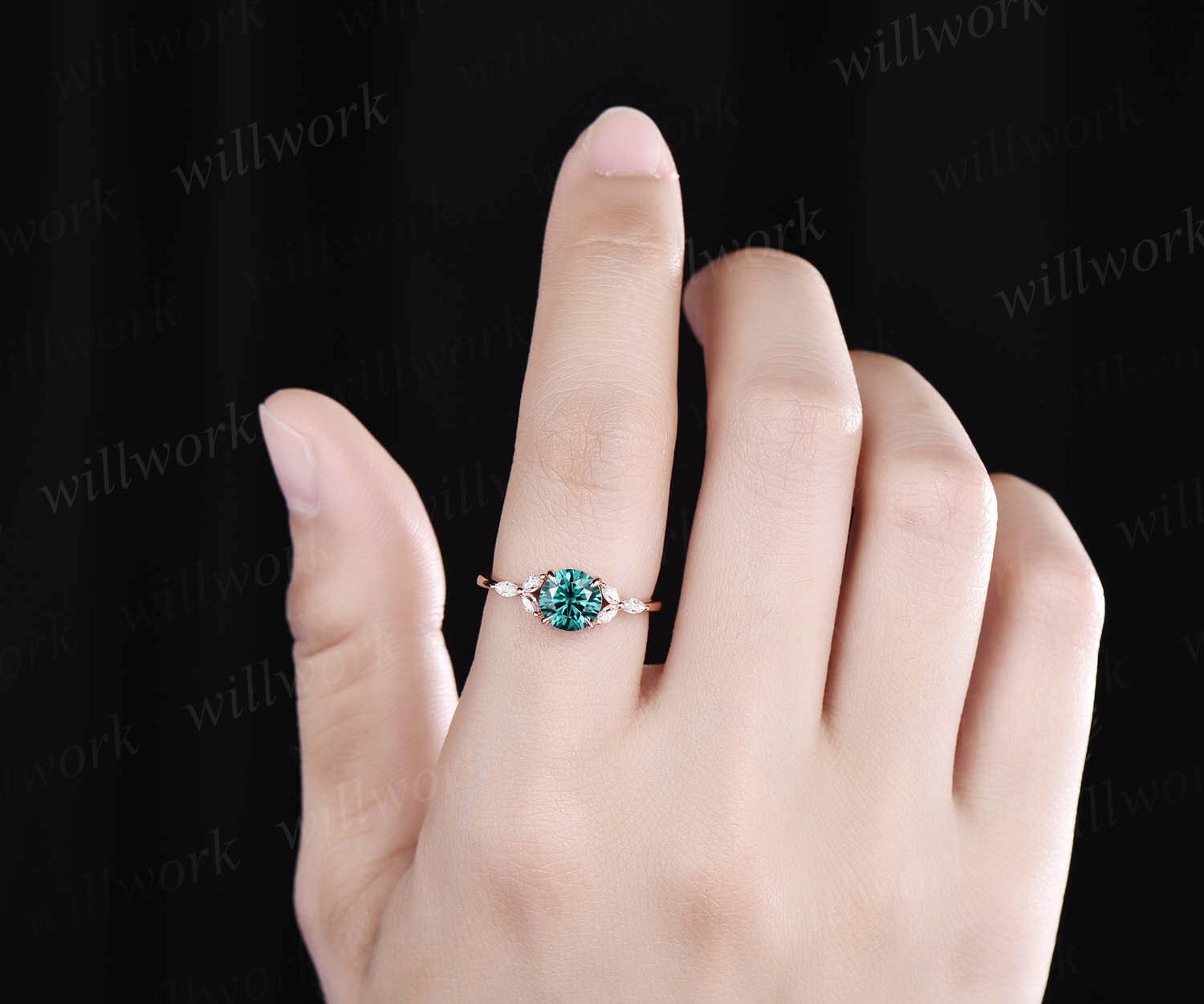 1 ct green newest moissanite ring