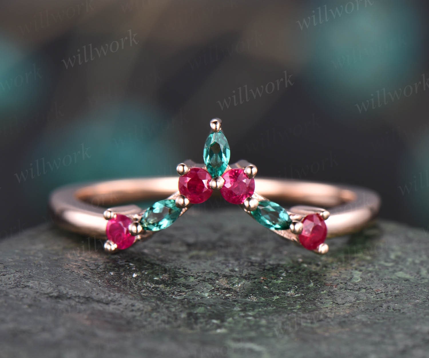 Nature Classic 14K White Gold 1.0 Ct Ruby Emerald Leaf and Vine Engagement  Ring Wedding Band Set R340SS-14KWGEMR | Art Masters Jewelry