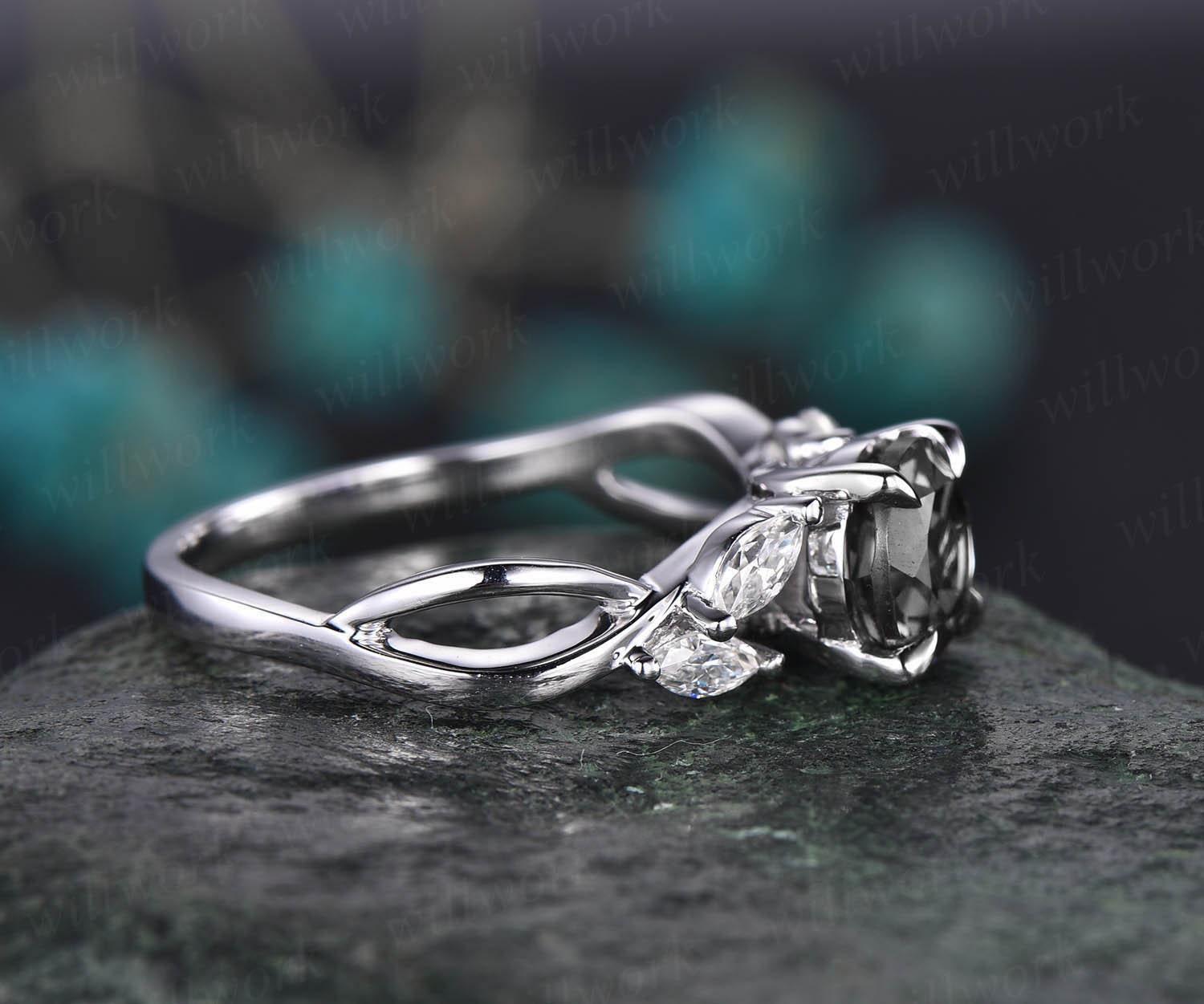 Buy Unique Hexagon Cut Rose Quartz Engagement Ring Set Rose Gold Kite Cut  Moissanite Ring Stacking Wedding Bridal Ring Set Women Gift for Her Online  in India - Etsy