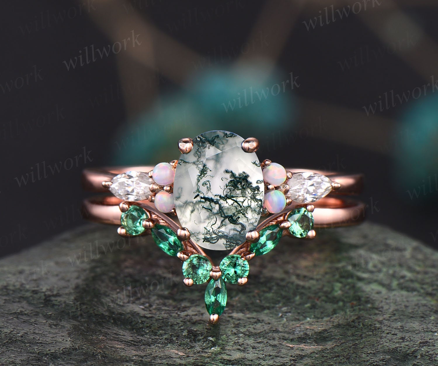 Agate on sale diamond ring