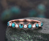 Turquoise wedding ring turquoise wedding band Turquoise ring rose gold vintage moissanite ring women half eternity annniversary bridal ring