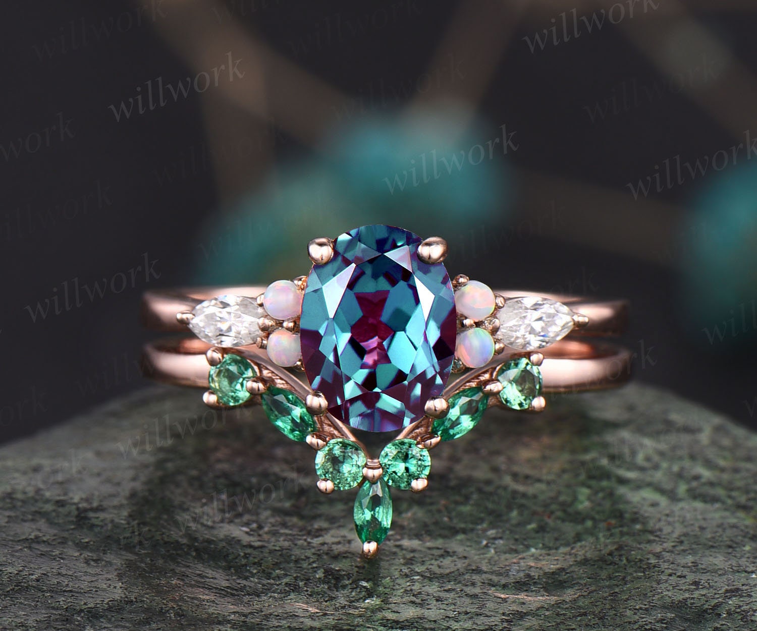 Alexandrite and opal deals ring