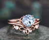 Vintage aquamarine ring set gold silver for women Solitaire aquamarine engagement ring set Norse Viking ring Jewelry March birthstone ring