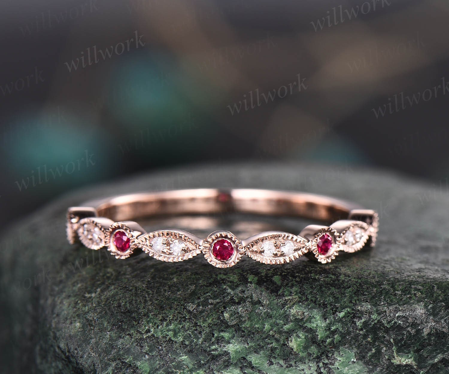 Elegant Ruby Wedding Band For Duo In Uk