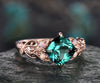 Cushion cut emerald engagement ring 14k rose gold butterfly flower unique vintage engagement ring opal diamond ring for women wedding ring