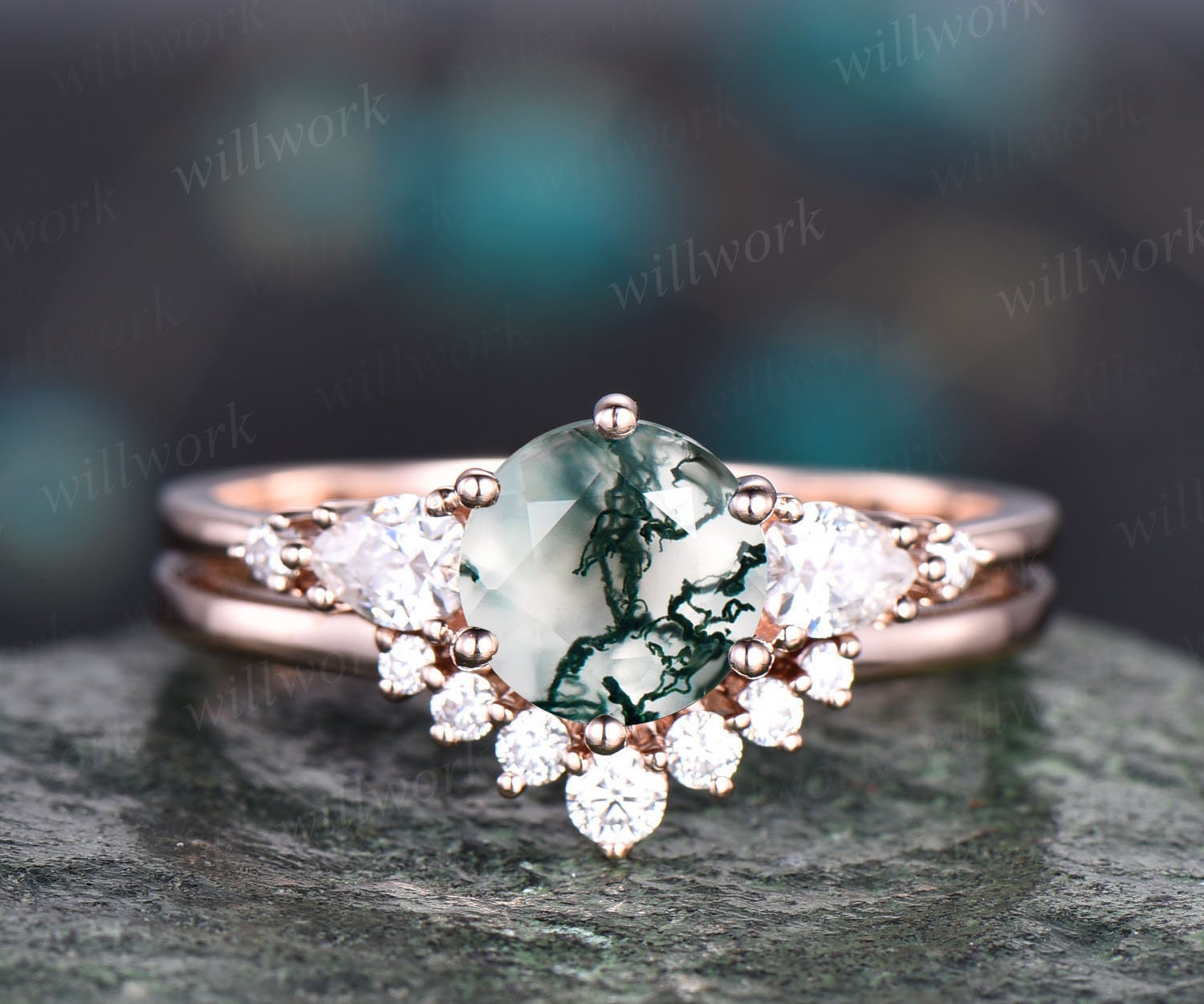 Amazon.com: GUIDECUN Women's Princess Cut Cubic Zirconia 2 Piece Bridal  Ring Set,CZ Halo Solitaire Wedding Engagement Ring Set (US Size 6)