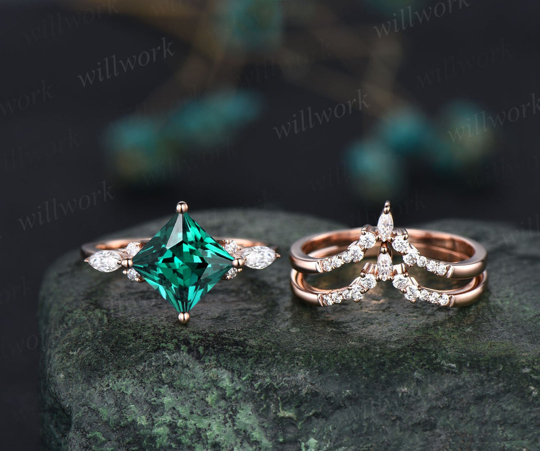 emerald wedding set