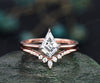 Kite cut moissanite ring gold vintage moissanite engagement ring set rose gold unique engagement ring dainty wedding ring set women gifts