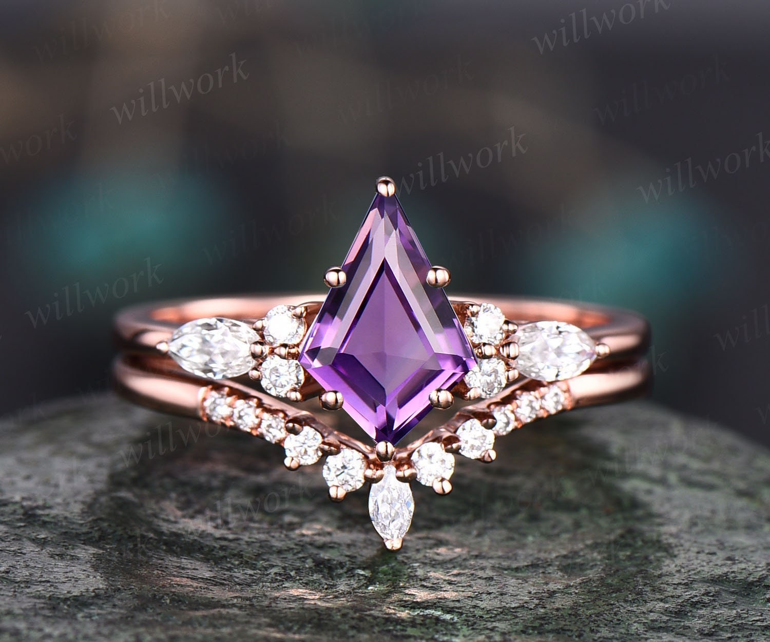 Oval Lavender Purple Sapphire Ring Rose Gold Double Halo Diamond Ring | La  More Design
