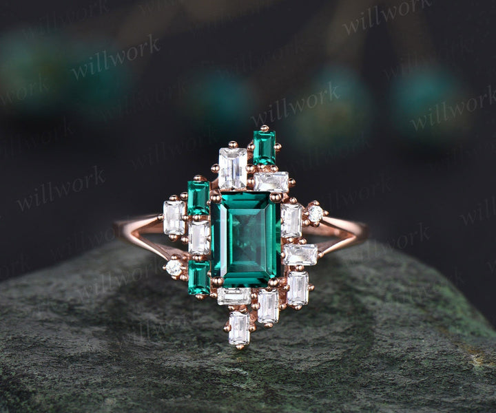 Unique emerald engagement ring
