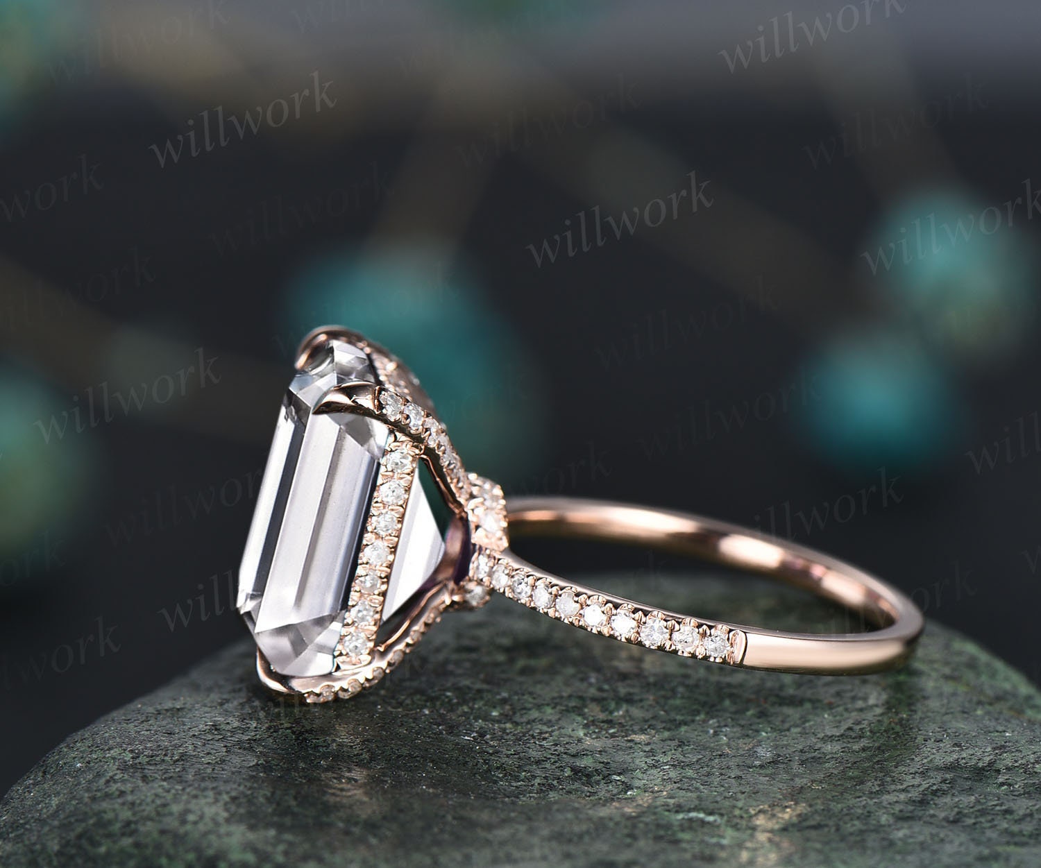 Emerald cut engagement deals rings under $1000