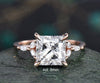 4ct moissanite ring unique princess cut moissanite engagement ring 14k rose gold flower art deco diamond ring women wedding promise ring