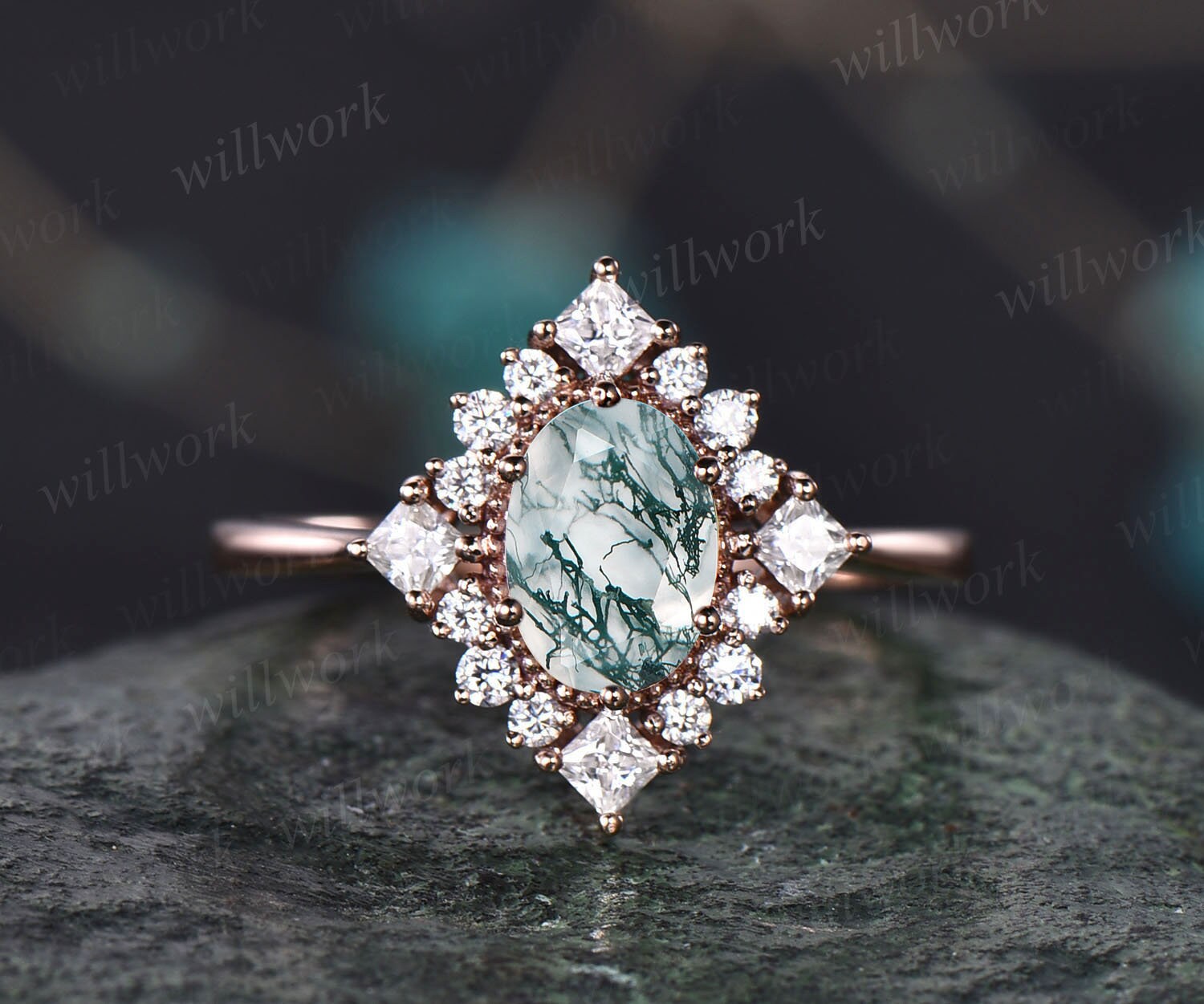 Grey mint sale moissanite