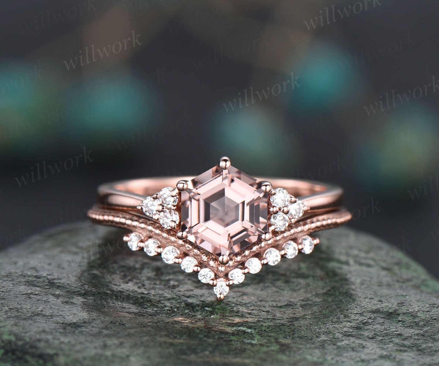 Vintage Morganite Engagement Ring Rose Gold Dainty Pink Morganite Wedding Ring Marquise Ring Unique outlet Morganite Ring Silver Promise Ring