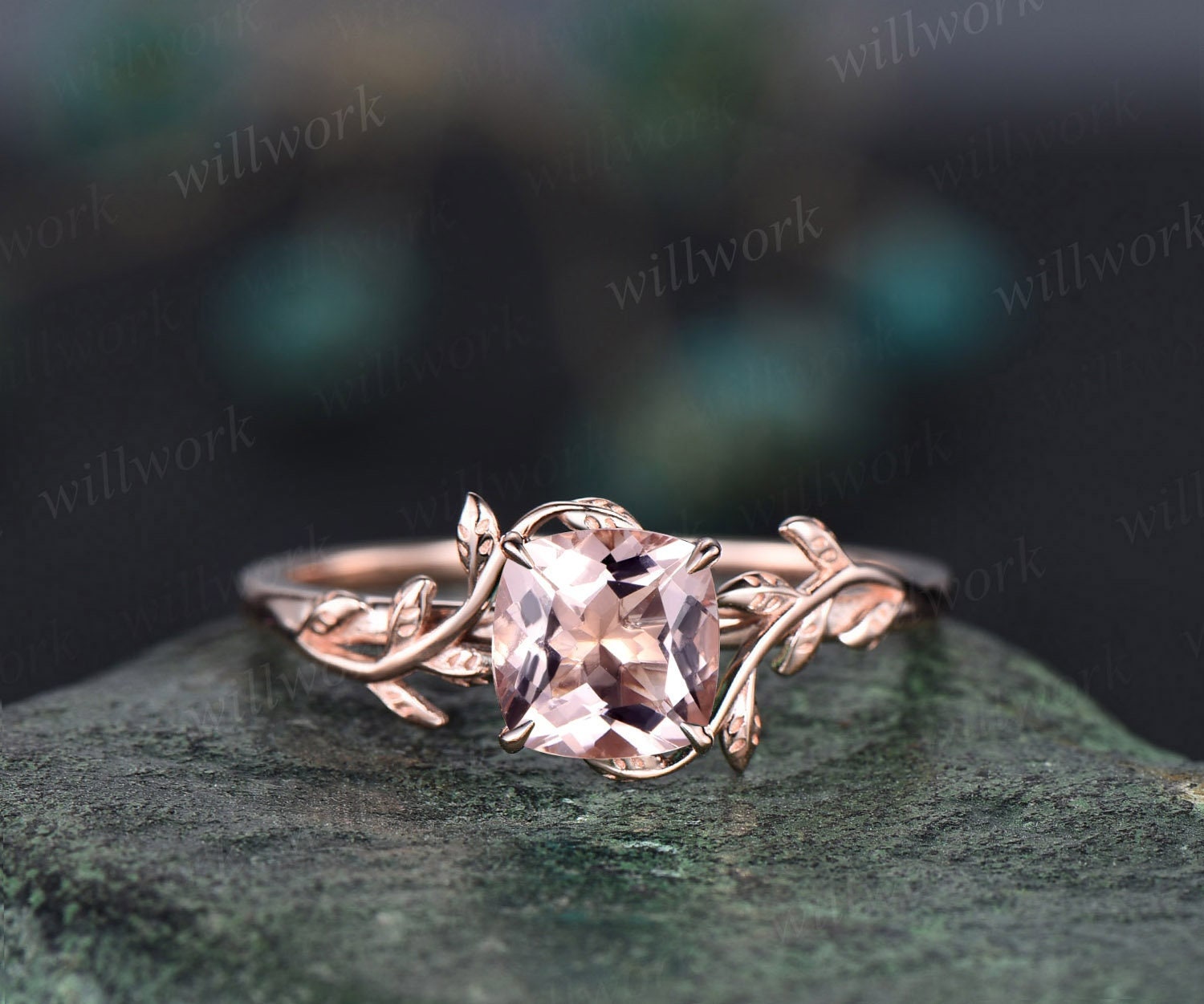 Cushion cut morganite on sale ring