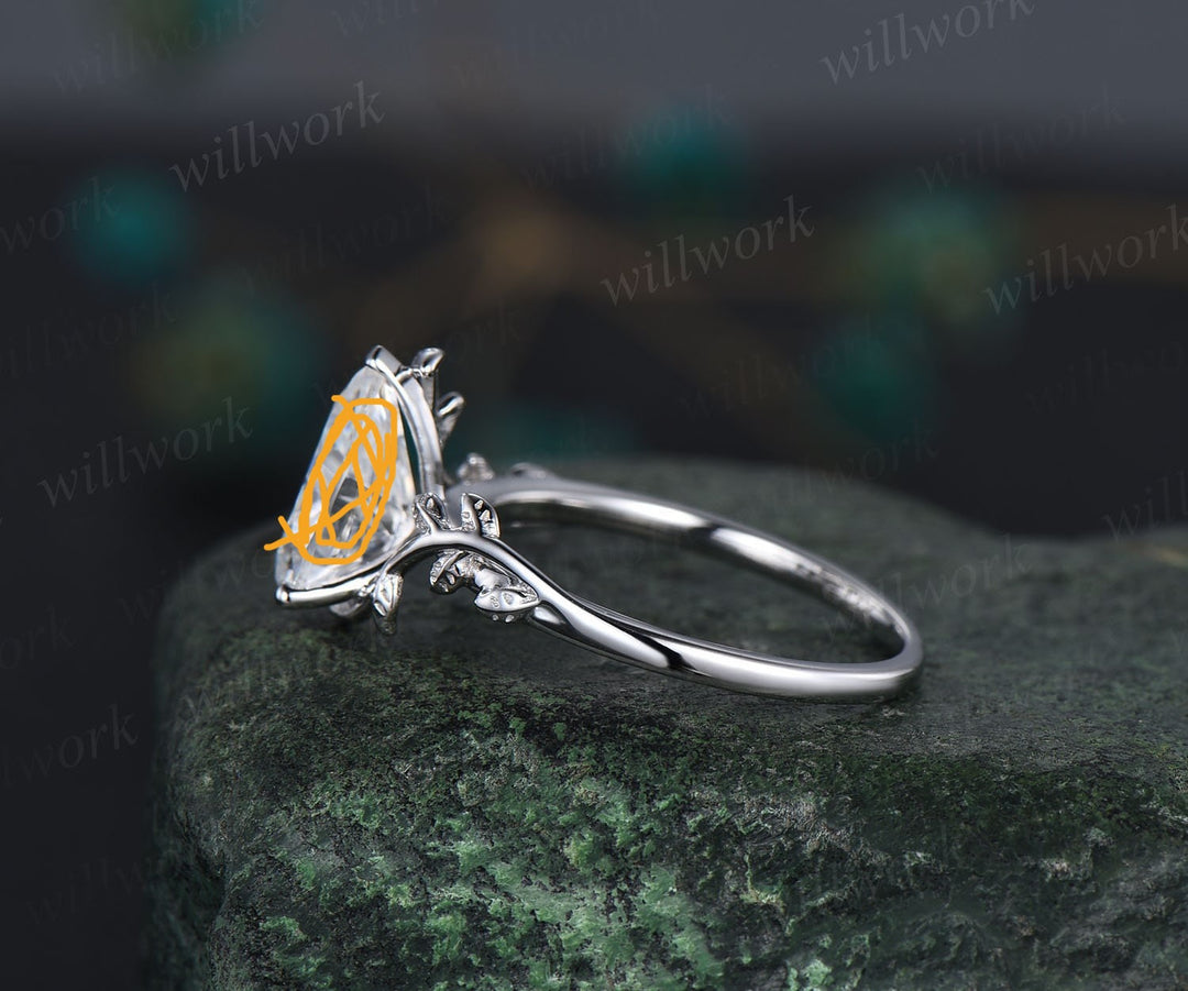 Silver Birthstone Ring Wrap Leaf - Ladies Garnet Heart Ring Branch