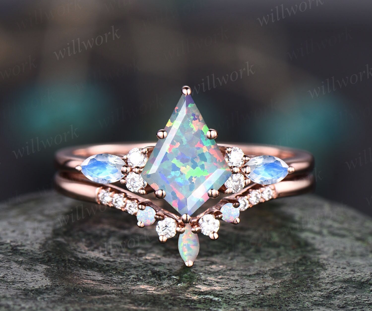 Opal moonstone engagement deals ring