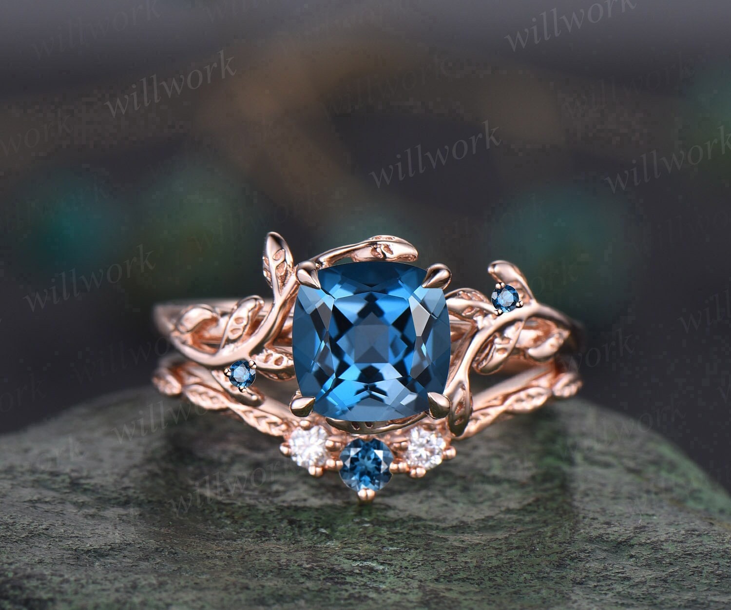 Luxury Crystal Blue Stone Ring Set White Zircon Engagement Rings For Women  Fashion Jewelry Rose Gold Silver Color Wedding Ring - AliExpress