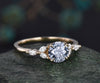 1ct round gray moissanite engagement ring yellow gold dainty cluster marquise cut diamond ring women unique promise anniversary ring gifts