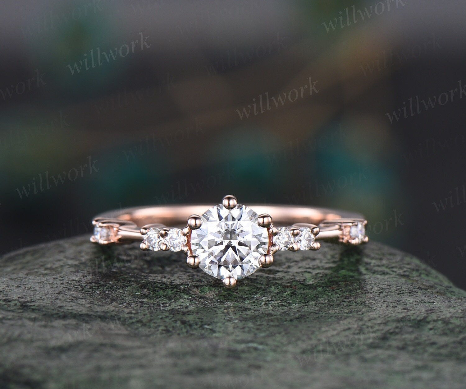 Moissanite vintage deals engagement rings