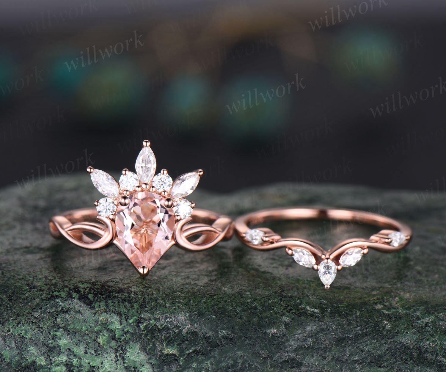 Marquise cut morganite on sale ring