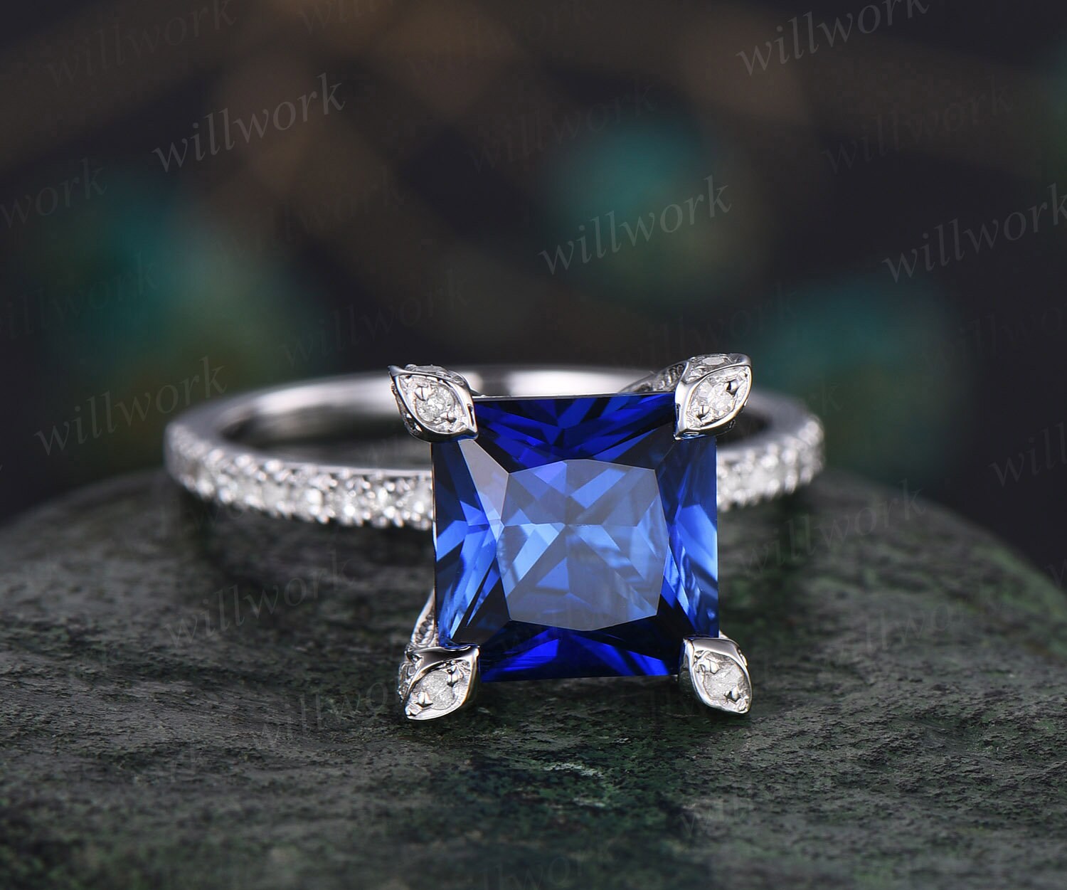 Unique blue sapphire on sale rings