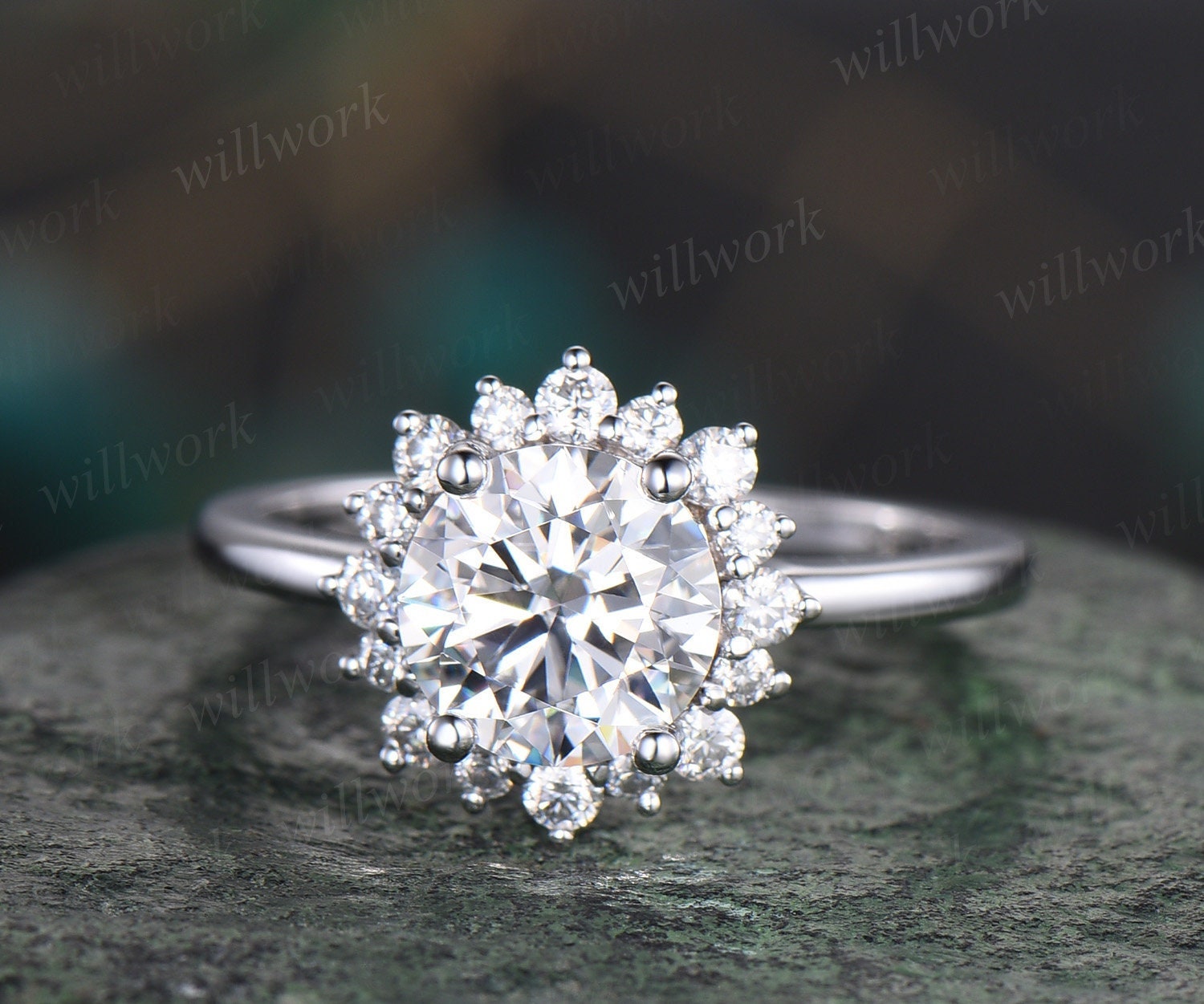 1ct Moissanite shops Diamond Ring