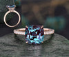Vintage 8mm cushion cut Alexandrite engagement ring for women rose gold under halo half eternity diamond ring jewelry unique promise ring