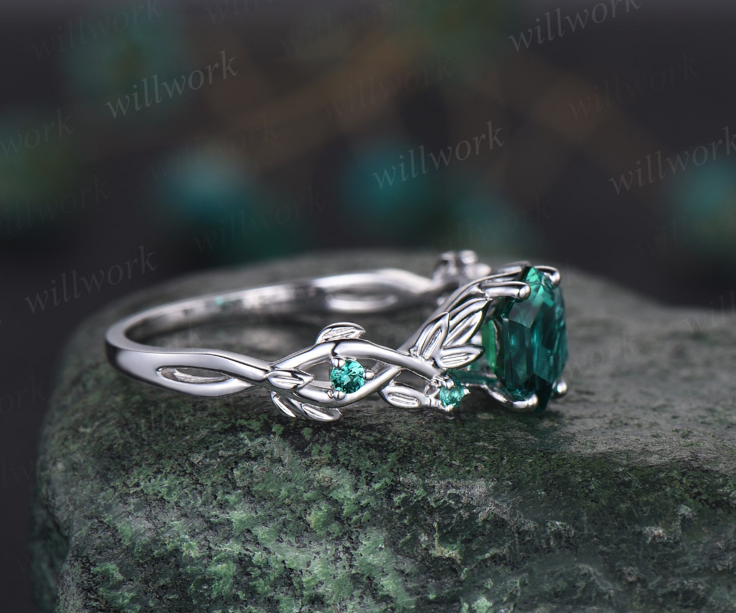 May's Birthstone Platinum Emerald Rings ADEM525