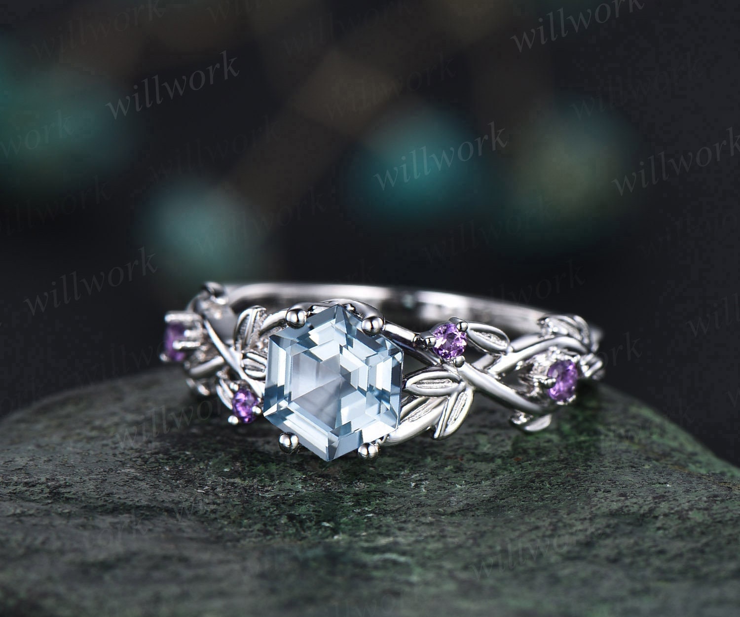 March birthstone clearance rings white gold