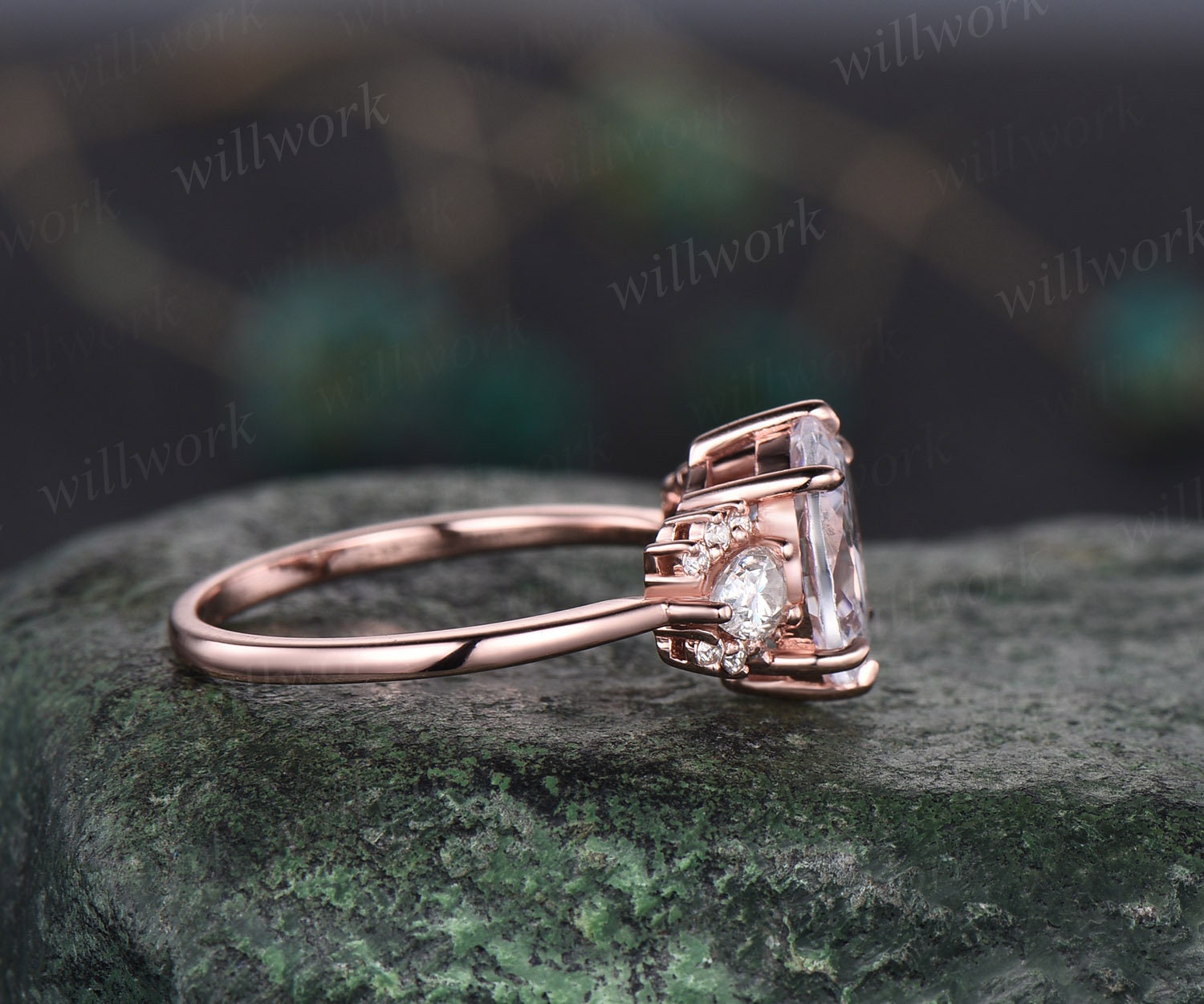 14k solid gold 2CT Moissanite popular diamond ring Two tone Solid Rose Gold Engagement Ring , all occasion perfect best gift ring beautiful ring