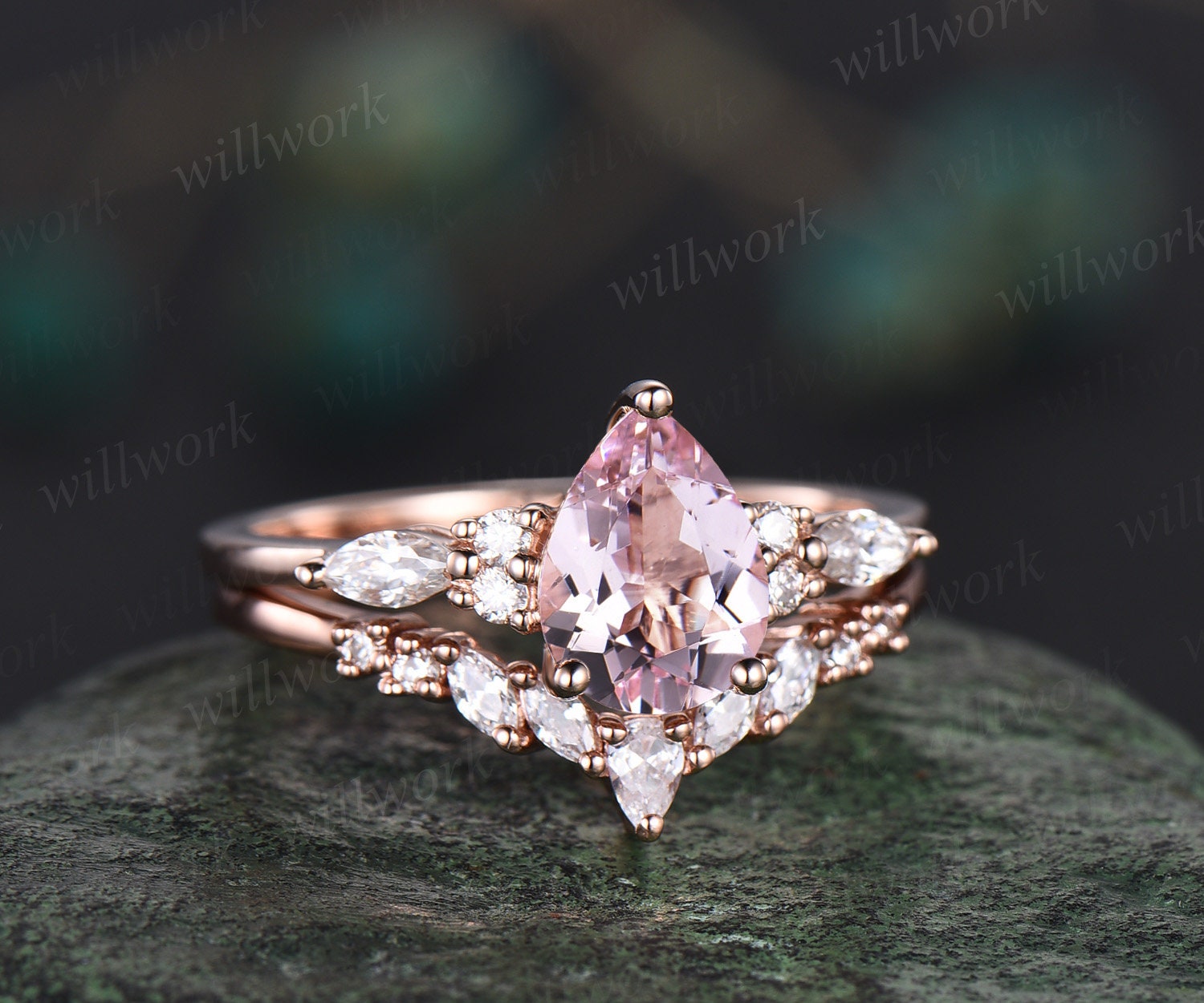 Unique Stone Ring, Morganite Ring, Created Morganite, Pink Promise Rin –  Adina Stone Jewelry