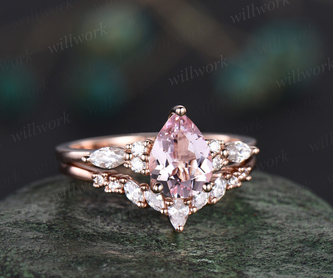 Pink diamond engagement ring set Clearance