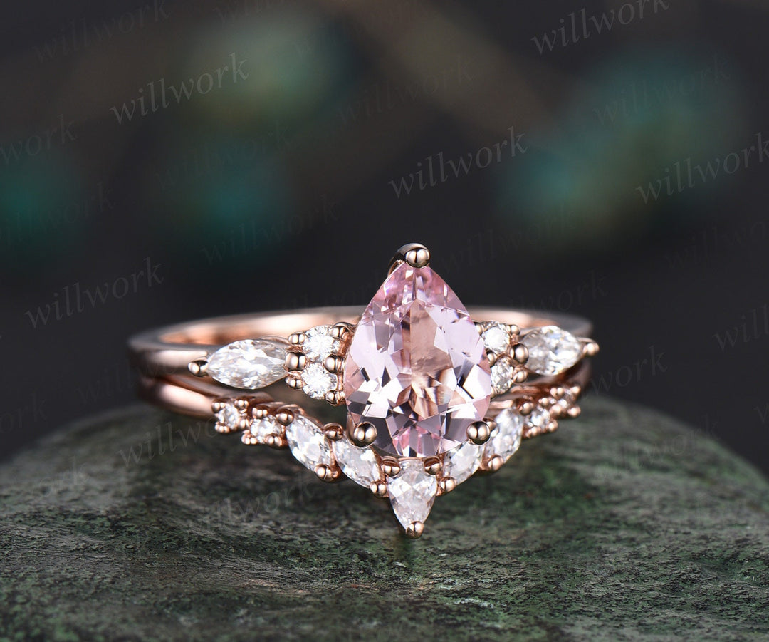 14kt Yellow Gold Pear Cut Pink Tourmaline Diamond Split Shank Ring, Design  House Jewelry Studio