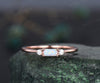 Minimalist opal ring rose gold three stone Baguette cut opal ring dainty moissanite ring engagement ring Personalized ring gemstone gift