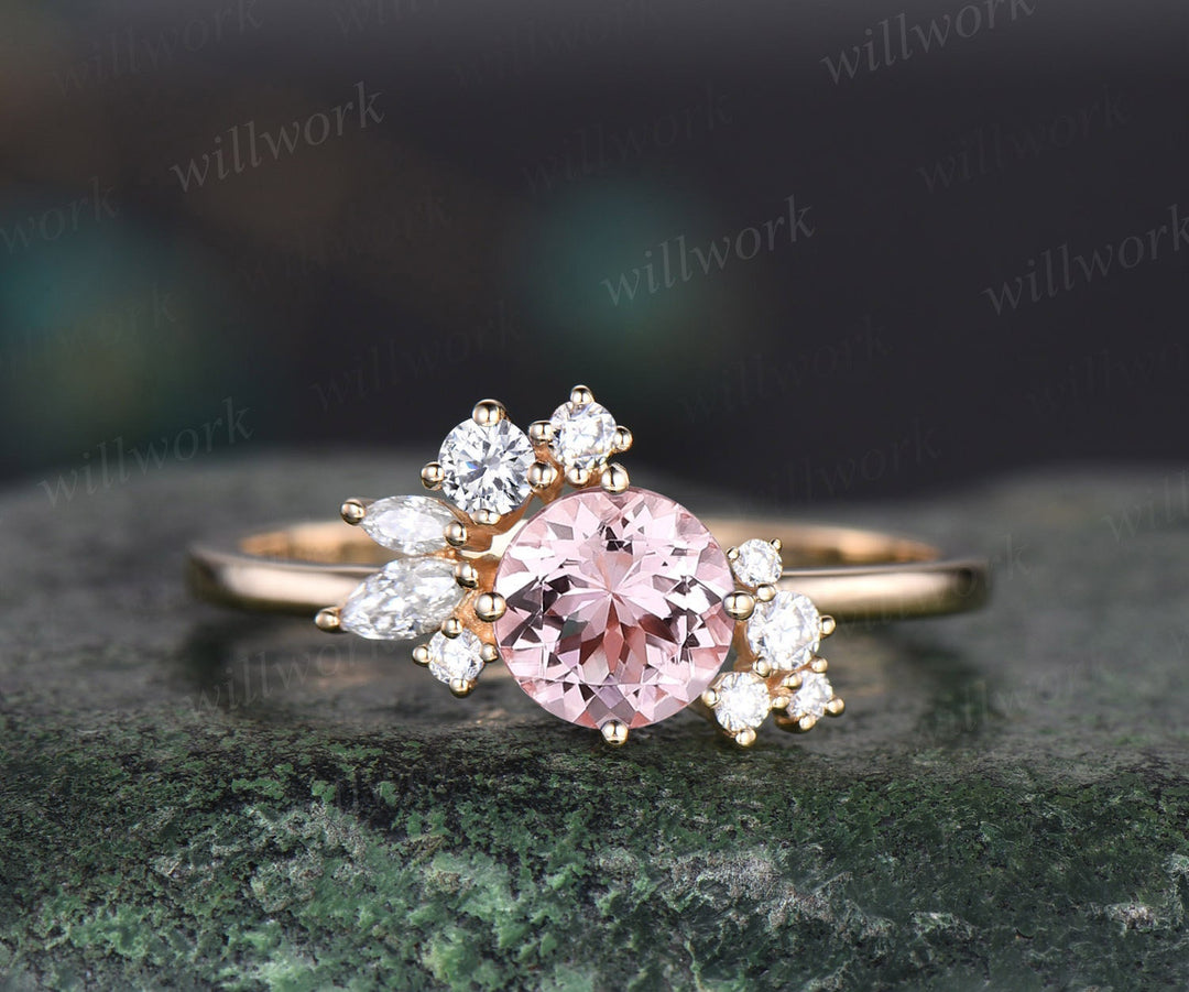 Pink Gold Engagement Ring Women  Rose Gold Engagement Ring Women