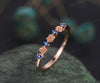 Dainty flower natural sapphire wedding band solid 14k rose gold stacking unique vintage wedding ring band for women anniversary ring gift