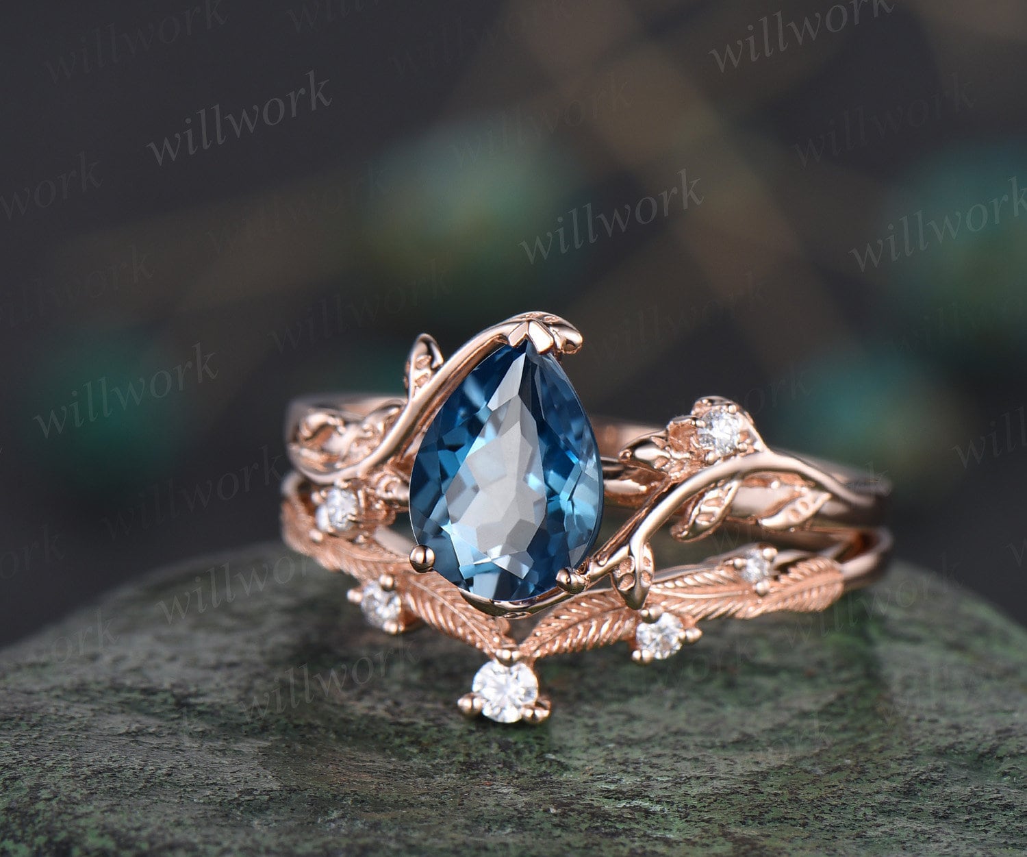 Blue Topaz Diamond Cocktail Ring in 18K White Gold – Diamond Banque
