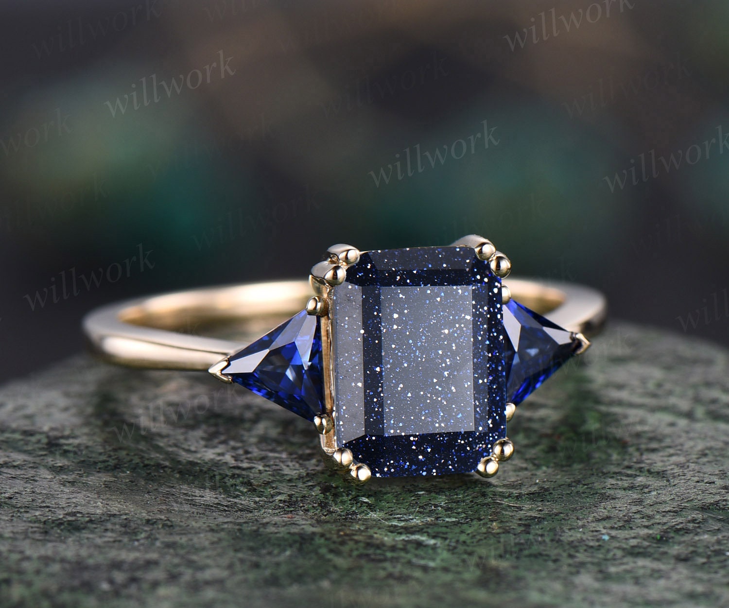 Emerald cut gemstone deals rings