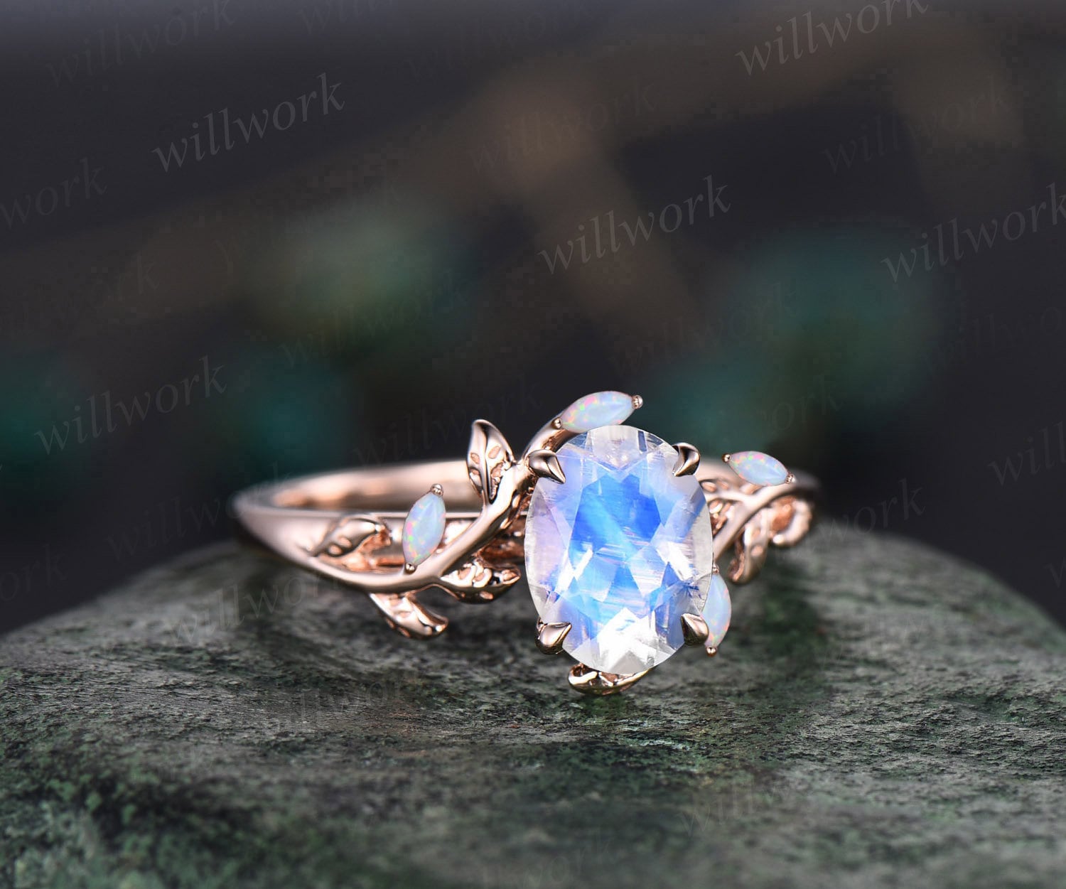 Unique opal store wedding rings