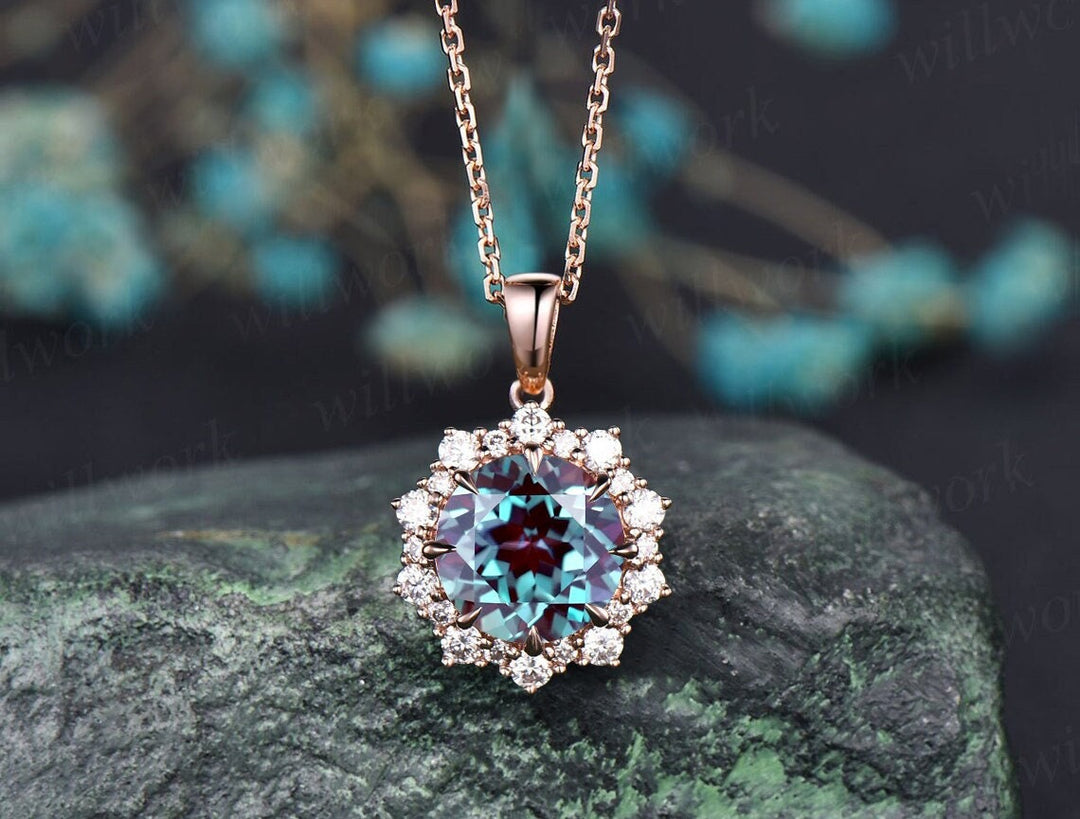 Gemstone Flower Pendant Necklace Sterling Silver Dainty -  Israel
