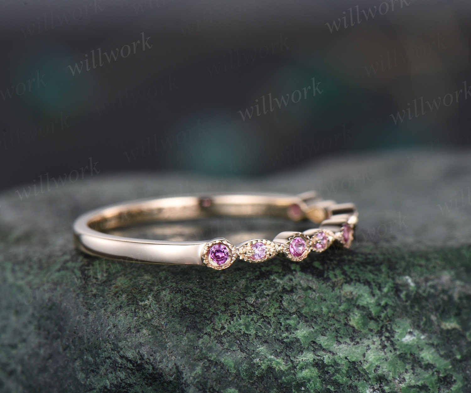 Wedding bands rose gold on sale vintage