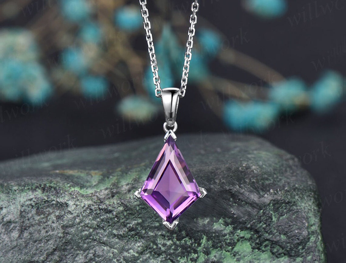 Amethyst Marquise Silver Chain Necklace, Beautiful cheapest Amethyst necklace